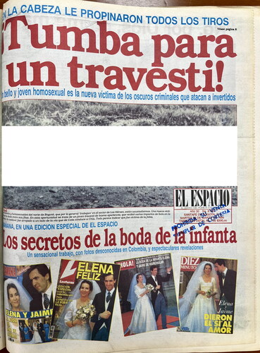 Figure 3. El Espacio, 28 March 1995.Source: National Museum of Colombia. Photo of Newspaper Coverage by Author. January 2023.