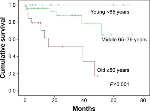 Figure 1 Survival difference in three age groups.