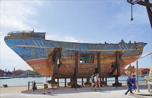 Figure 3. Barca Nostra at Venice Biennale, 2019 (photo by Jean-Pierre Dalbéra, Wikimedia Commons).