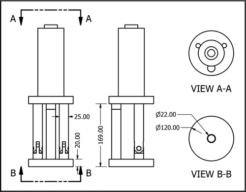 Figure 6. Pullout rig (dimensions in mm), designed by Laboratory Engineer Sebastian Almfeldt.