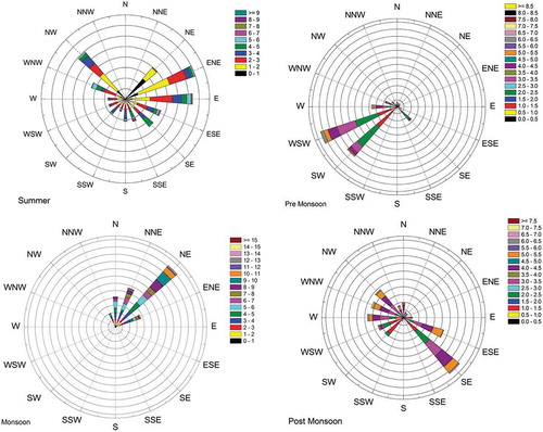 Figure 6. Wind rose plots during different seasons.
