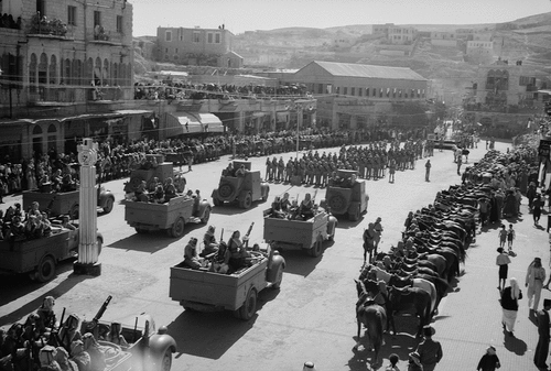 Figure 6. Amman: 24th anniversary of Arab revolt, celebration 11 September 1940. The parade in municipality square (notes: Library of Congress, Digital ID: matpc 20,881 http://hdl.loc.gov/loc.pnp/matpc.20881). No restrictions.