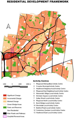 Figure 4. Maroondah residential framework, illustrating the strategic vision. Source: MCC (Citation2022).