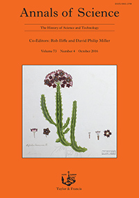 Cover image for Annals of Science, Volume 73, Issue 4, 2016