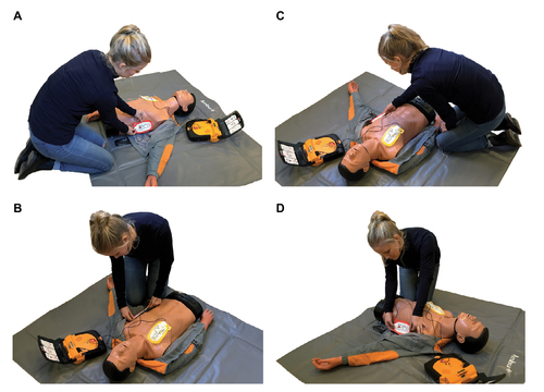 Figure 1 Rescuer sitting on the left and right sides of a manikin.