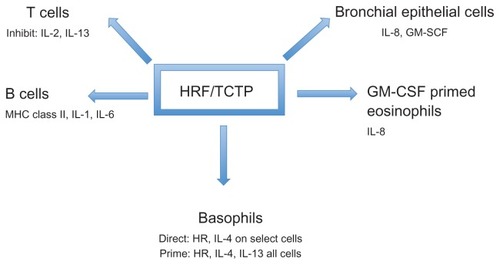 Figure 1 Effects of HRF/TCTP on various cell types.