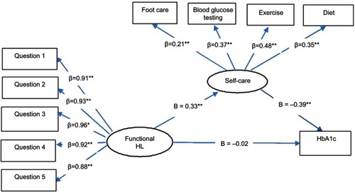 Figure 2 Standardized parameter estimates of the ﬁnal structural model 2. *P<0.05 **P<0.01.