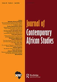Cover image for Journal of Contemporary African Studies, Volume 39, Issue 2, 2021