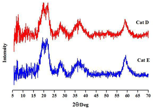 Figure 2. The XRD patterns of Cat C and Cat D.