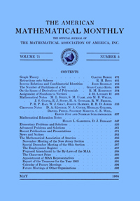 Cover image for The American Mathematical Monthly, Volume 71, Issue 5, 1964