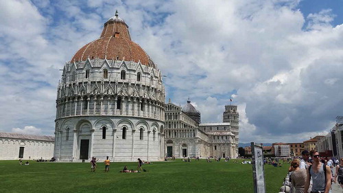 Figure 5. View of the complex from the west side. Before 1827, the point from which the photograph was taken was outside the square and the view would have been obstructed by a wall adjacent to the Baptistery. Photograph by the author