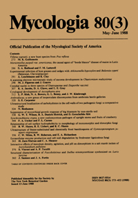Cover image for Mycologia, Volume 80, Issue 3, 1988