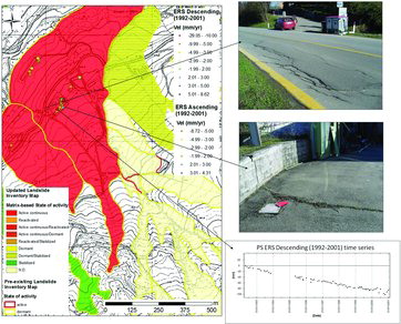 Figure 8. Updated landslide inventory map by means of ERS PS in Le Braine site.