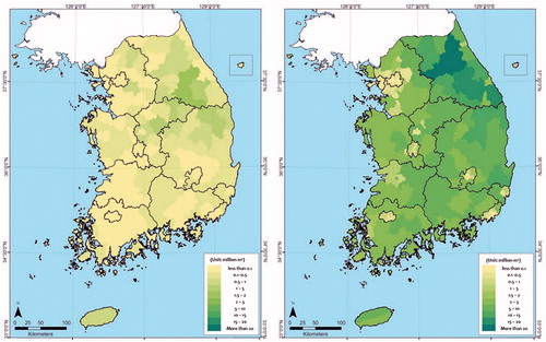 Figure 1. Change in forest cover map from 1963 to 2013. Source: Bae (Citation2014: 38).