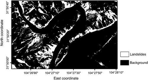 Figure 10. Final detection of landslides based on the binary image and the DSM data.