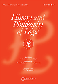 Cover image for History and Philosophy of Logic, Volume 41, Issue 4, 2020