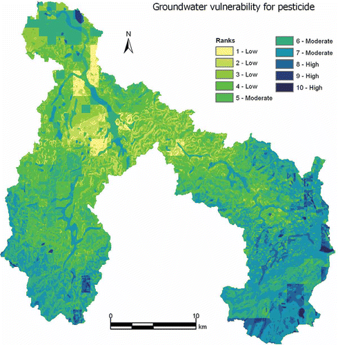 Fig. 3 Groundwater pesticide vulnerability in the Upper Bann catchment.