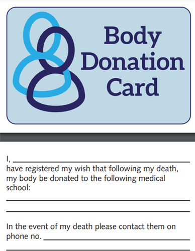 Figure 1. HFA body donation card.