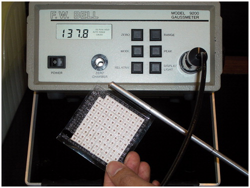 Figure 3. Magnetic flux density of pellets for auriculotherapy.