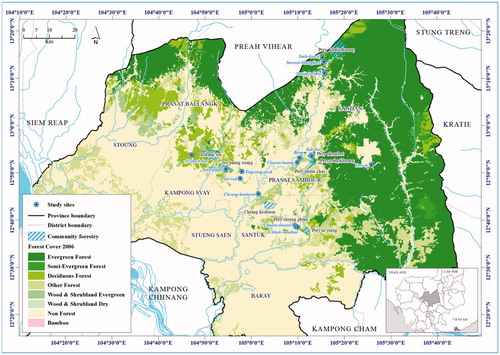 Figure 1. Map of Kampong Thom province in Cambodia highlighting the study site.