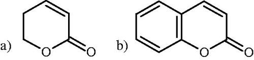 Figure 25. Structure of α-piron (a); benzo-α-piron (b).