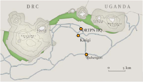 Figure 1: Area of distribution of the mountain gorillas