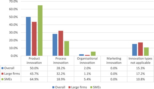 Figure 3. Main type of innovation related to the MSc thesis