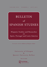 Cover image for Bulletin of Spanish Studies, Volume 92, Issue 6, 2015