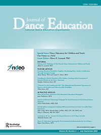 Cover image for Journal of Dance Education, Volume 22, Issue 3, 2022