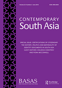 Cover image for Contemporary South Asia, Volume 26, Issue 2, 2018
