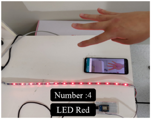Figure 8. Gesture recognition –red RGB light bar.