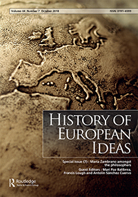 Cover image for History of European Ideas, Volume 44, Issue 7, 2018
