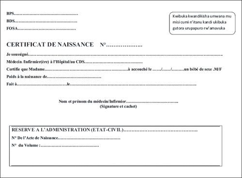 Figure 1. Page for notification of birth in the MCH handbook.
