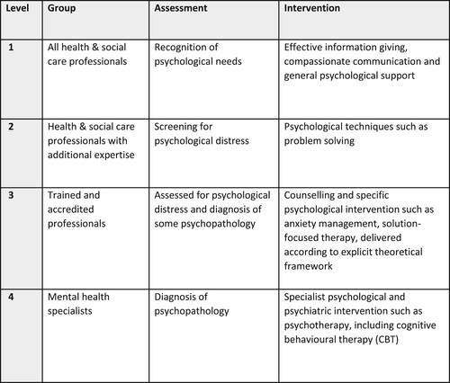 Figure 1 NICE model of professional psychological assessment and supportCitation12