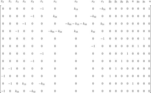 Figure 8. Coefficient matrix of 4-compartmental model.