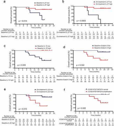 Figure 4. Gene amplification and peripheral cytokines associated with survival