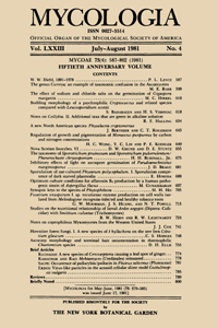 Cover image for Mycologia, Volume 73, Issue 4, 1981