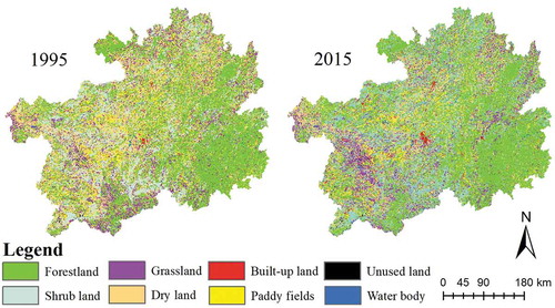 Figure 2. Land-use maps for 1995 and 2015.
