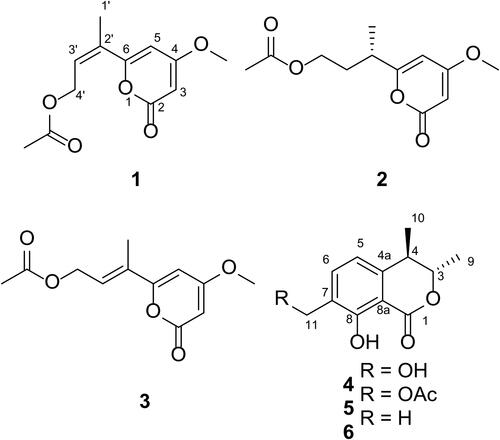 Figure 1. Structures of compounds 1–6.