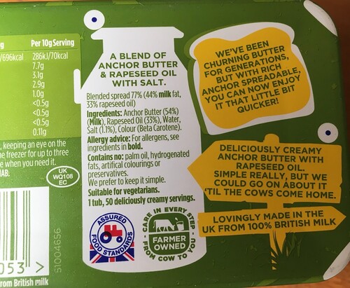 Figure 2. Underside of butter package (Anchor, 2020).