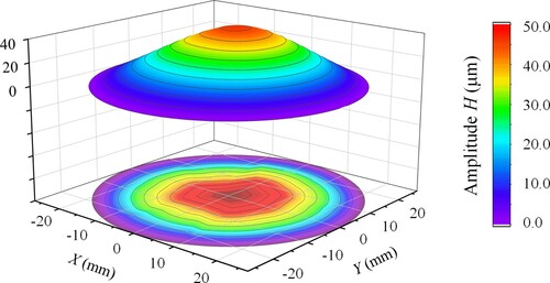 Figure 13. Result of the amplitude measurement on the surface of vibrator.