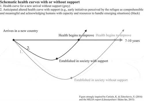 Figure 1. Societal health curves with or without support.