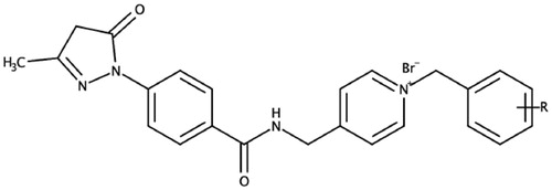 Figure 2. Edaravone-N-benzyl pyridinium hybrid compounds designed and evaluated in this study. R = H, Br, F, Cl, or CH3.