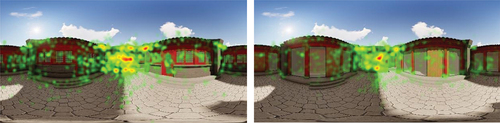 Figure 8. Eye movement heat map of facade transformation scene (conservative reconstruction - radical reconstruction).
