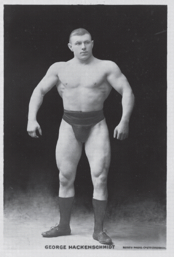 ▪ Figure 4. Cabinet card depicting Hackenschmidt posed. Similar images appear as photographic plates in The Way to Live. Courtesy of Plymouth City Council Library Services.