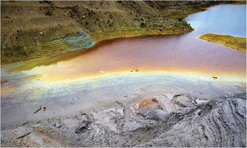 Figure 1. Land and water pollution at an old copper mine near St. Day, Cornwall, UK (Alamy Ltd. 2021).