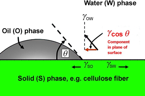 Figure 6. Contact angle (θ) between oil phase and the surface of absorbent.