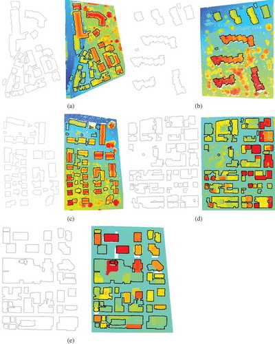 Figure 4. Building roof outlines extraction results of ISPRS benchmark data-sets by the proposed method. Colour figures are available in the online version of this article.