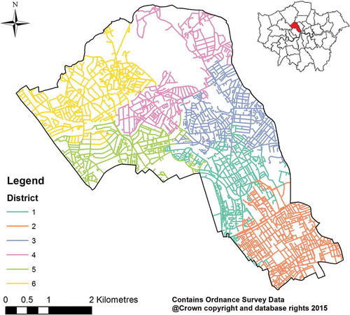 Figure 5. The best districting solution for Camden.