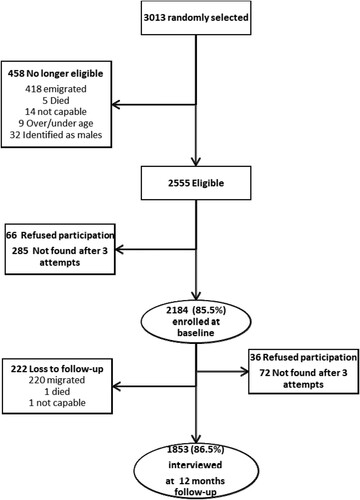 Figure 1. Flow chart showing baseline and follow-up in the two survey years 2017–2018 for cohort of AGYW.